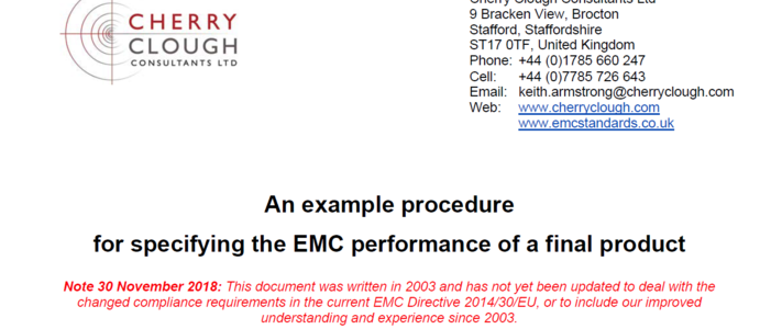 Specifying the EMC performance of a final product image #1