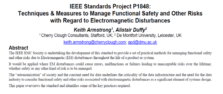 IEEE Standards Project P1848: Techniques & Measures to Manage Functional Safety - IWCS 2018 image #1